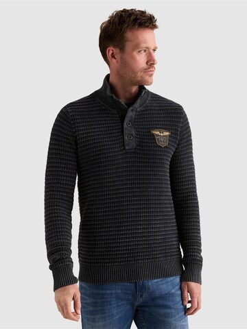 PME Legend Pullover 'Pullover with high collar and stone wash' i blå: forside