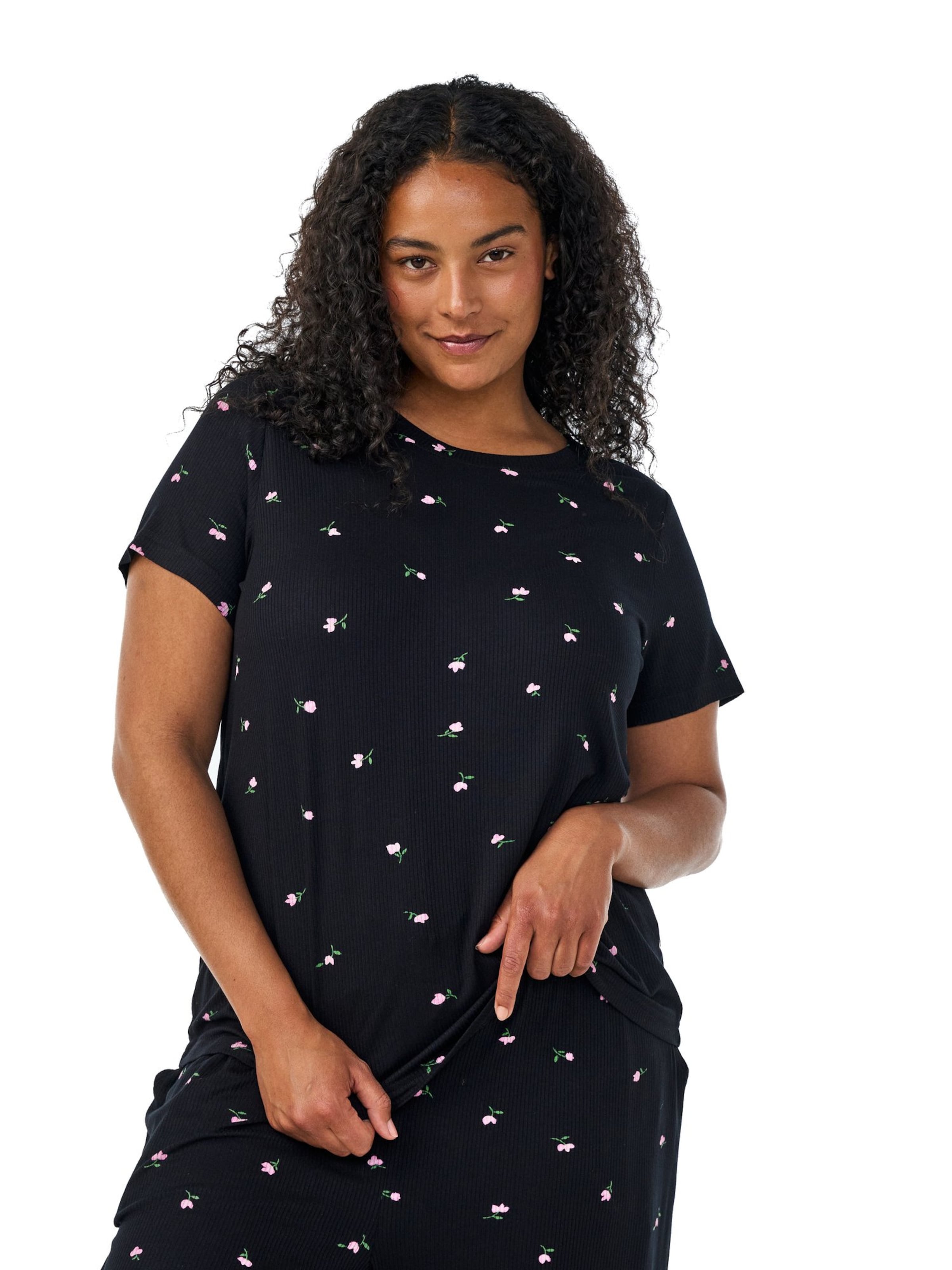 Zizzi Shirts 'Gryna' i sort: forside