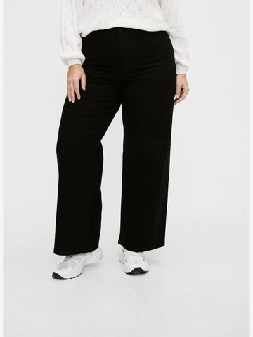 Zizzi Wide leg Jeans in Zwart: voorkant