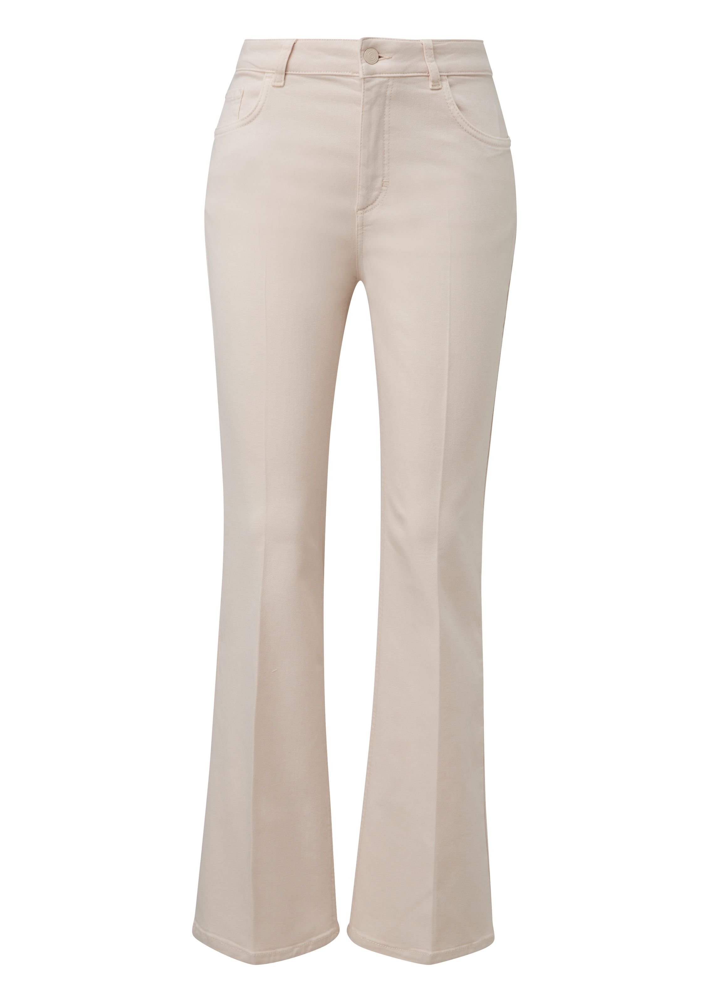 comma casual identity - Flared Calças com vincos em bege: frente