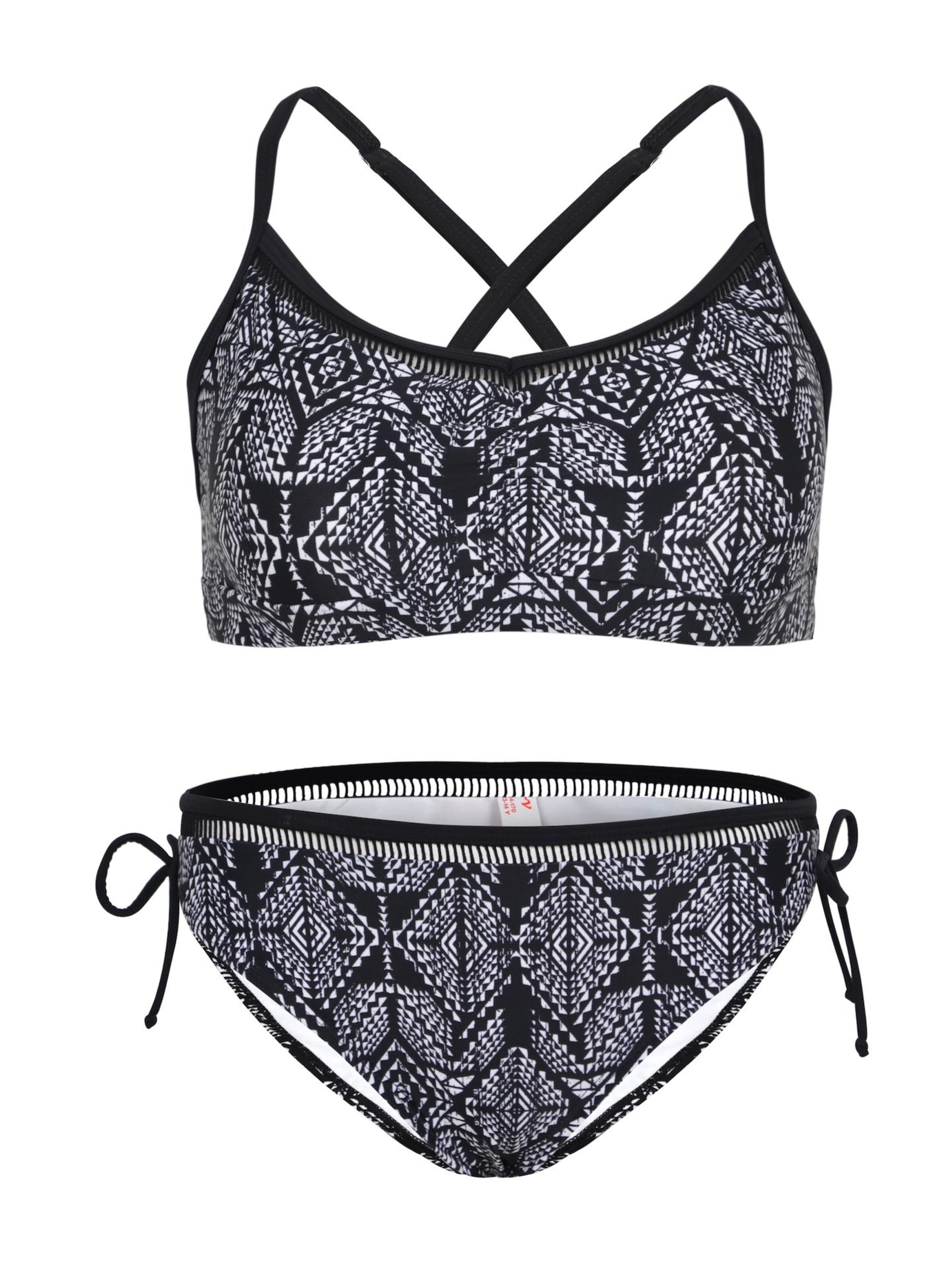La V Triangel Bikini 'Bikini classic met kant detail' in Zwart: voorkant