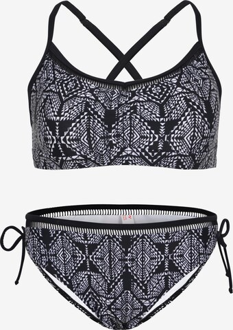 La V Bikini 'Bikini classic met kant detail' in Zwart: voorkant