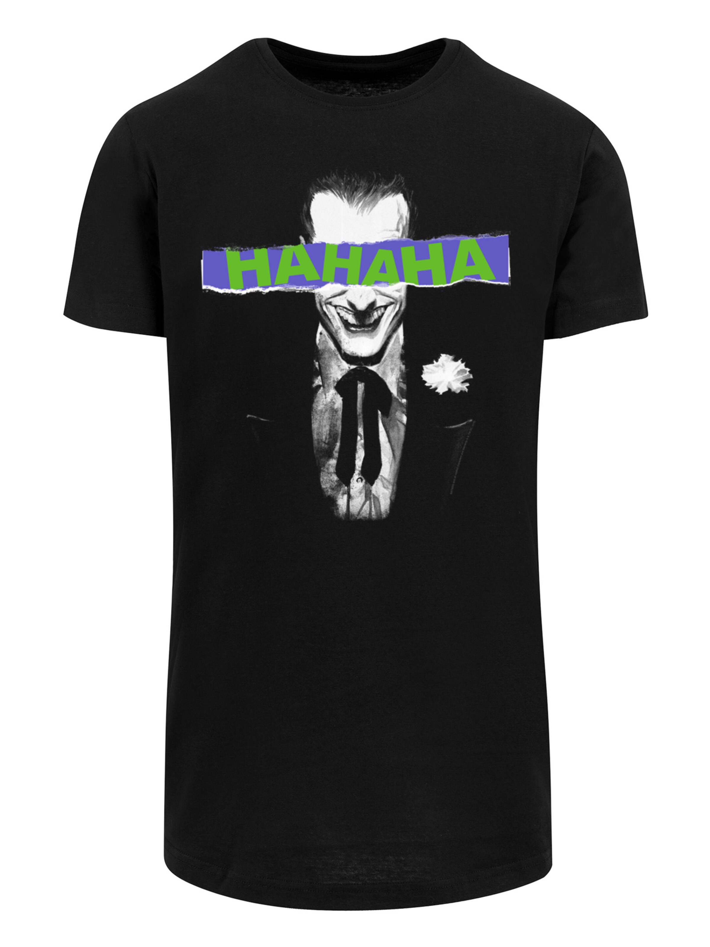 F4NT4STIC Shirt 'DC Comics Batman The Joker Ha Ha Ha' in Zwart: voorkant