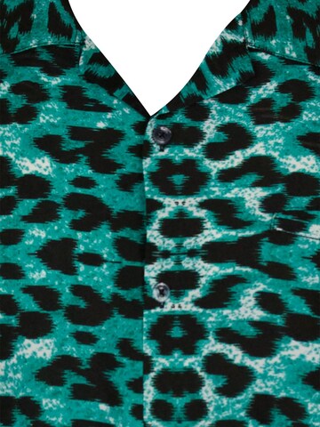 King Kameha Regular Fit Hemd 'Leopard' in Grün