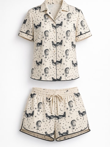 Shorty 'Leafletic Women’s Printed Night Wear Short Set' di LEAFLETIC in beige: frontale