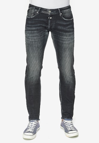 Le Temps Des Cerises Slimfit Jeans '700/11PS' in Zwart: voorkant