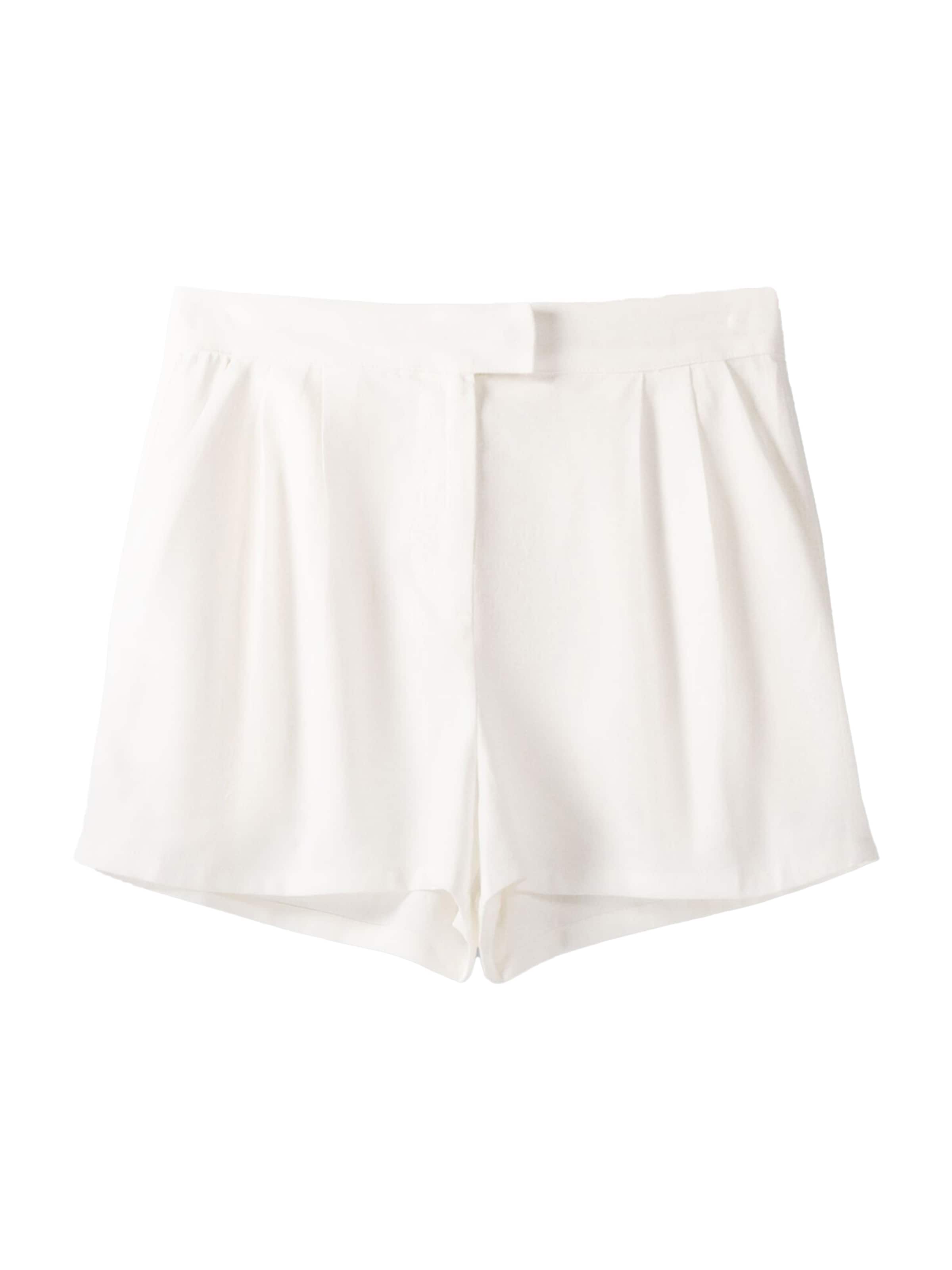 Bershka Regular Панталон с набор в бяло: отпред