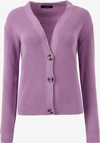 LELA Knit Cardigan in Purple: front