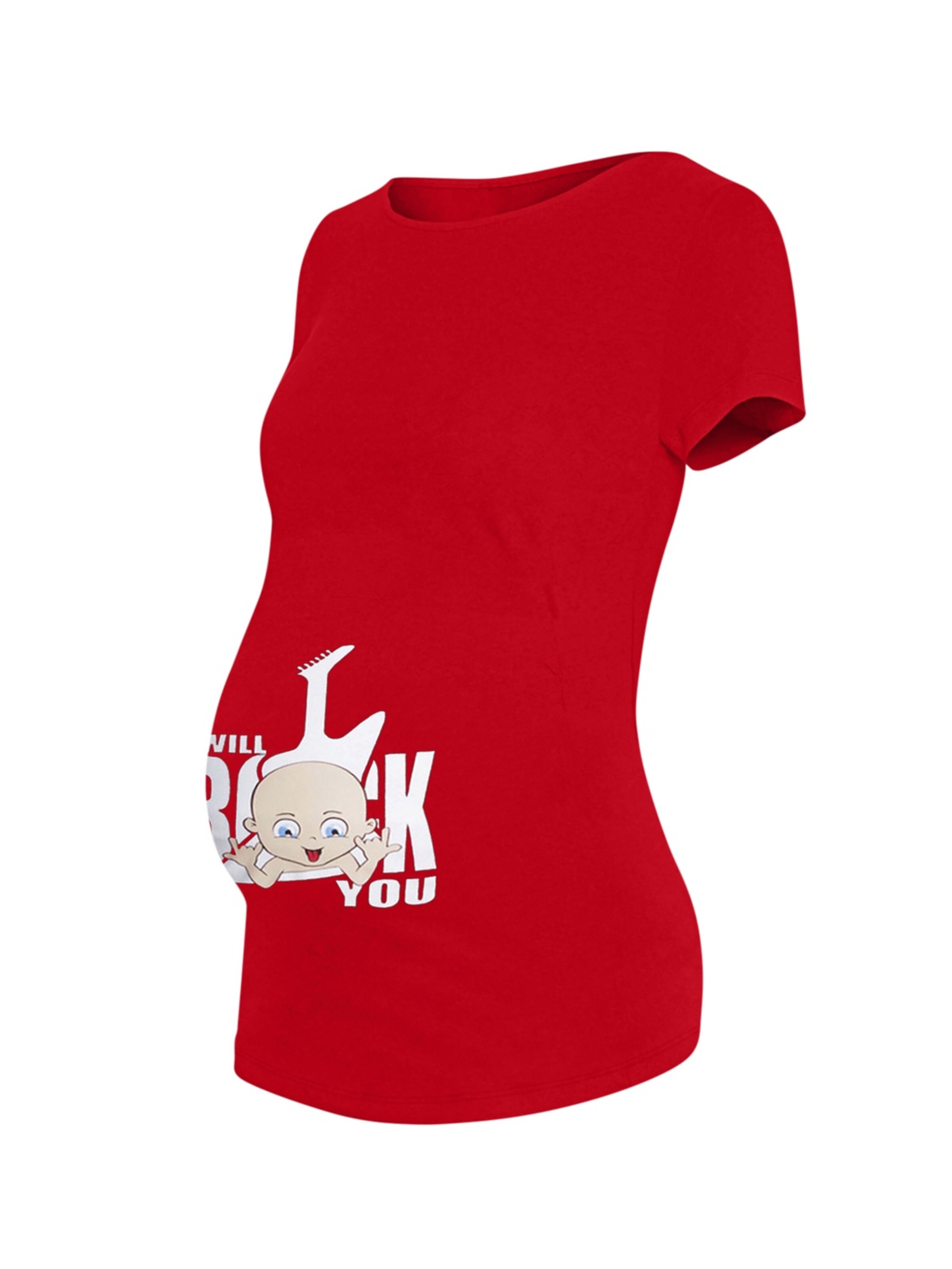 M.M.C. Shirt 'I Will Rock You Umstandsshirt' in Red: front
