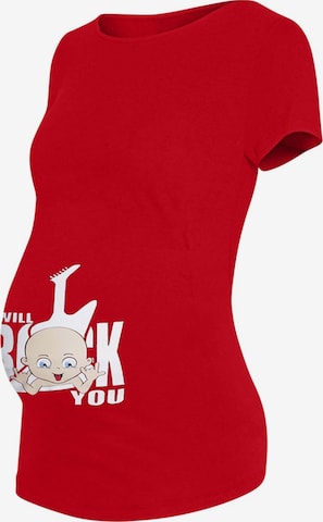 M.M.C. Shirt 'I Will Rock You Umstandsshirt' in Red: front