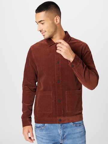 Matinique Regular fit Button Up Shirt 'Grout' in Brown: front