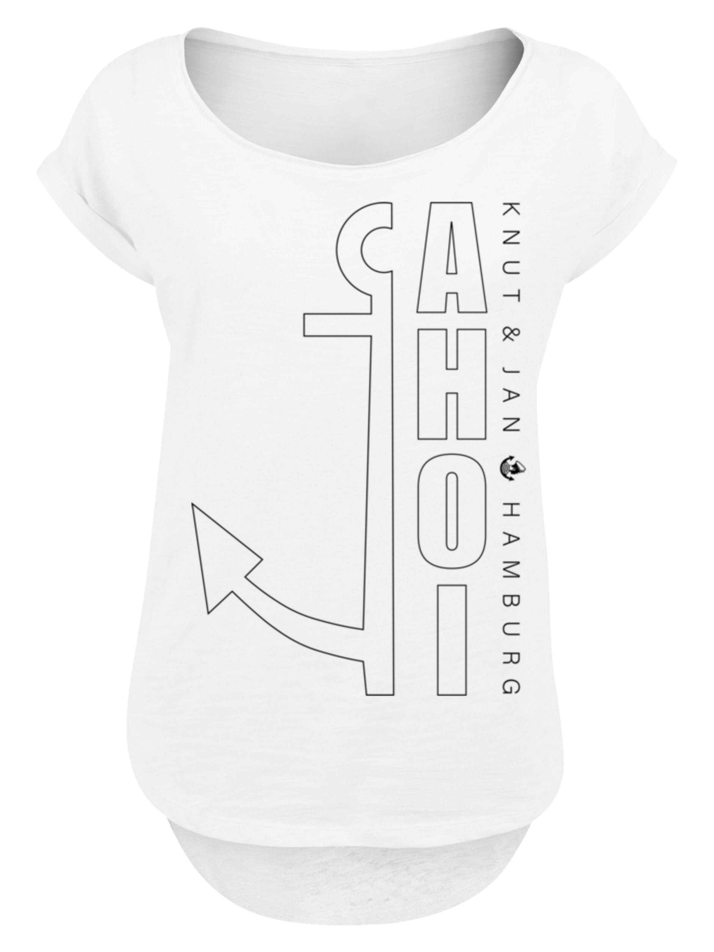 T-shirt 'Ahoi Anker Outlines Knut & Jan Hamburg' F4NT4STIC en blanc : devant