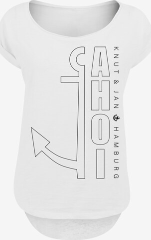T-shirt 'Ahoi Anker Outlines Knut & Jan Hamburg' F4NT4STIC en blanc : devant