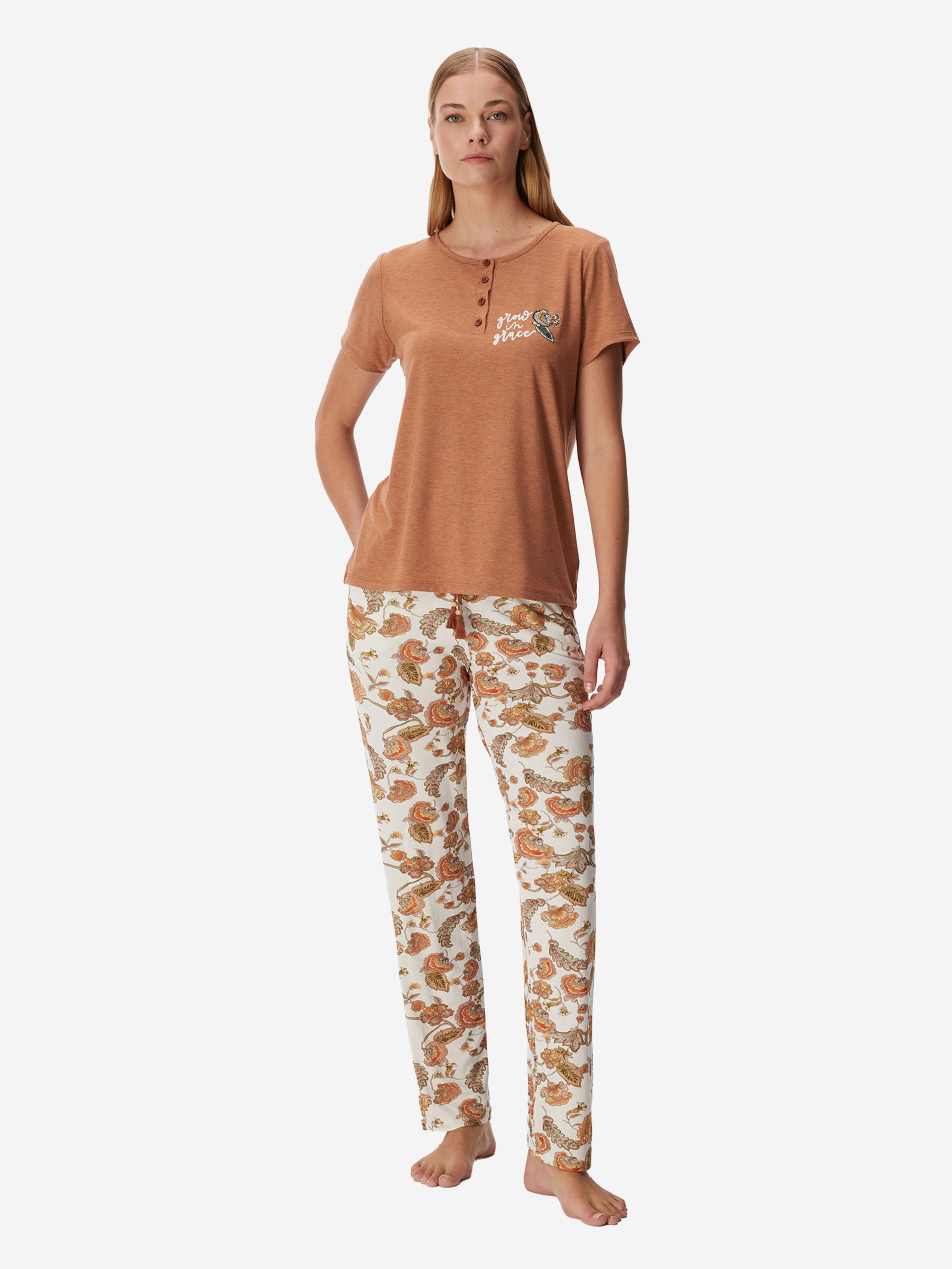 Pyjama 'Irises' Goldenbay en marron : devant