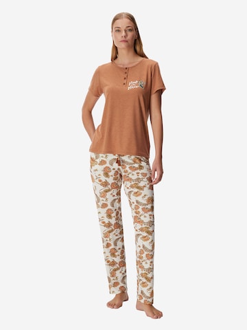 Pyjama 'Irises' Goldenbay en marron : devant