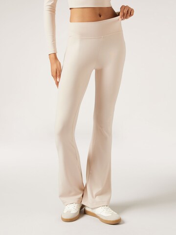 CALZEDONIA Flared Hose in Beige