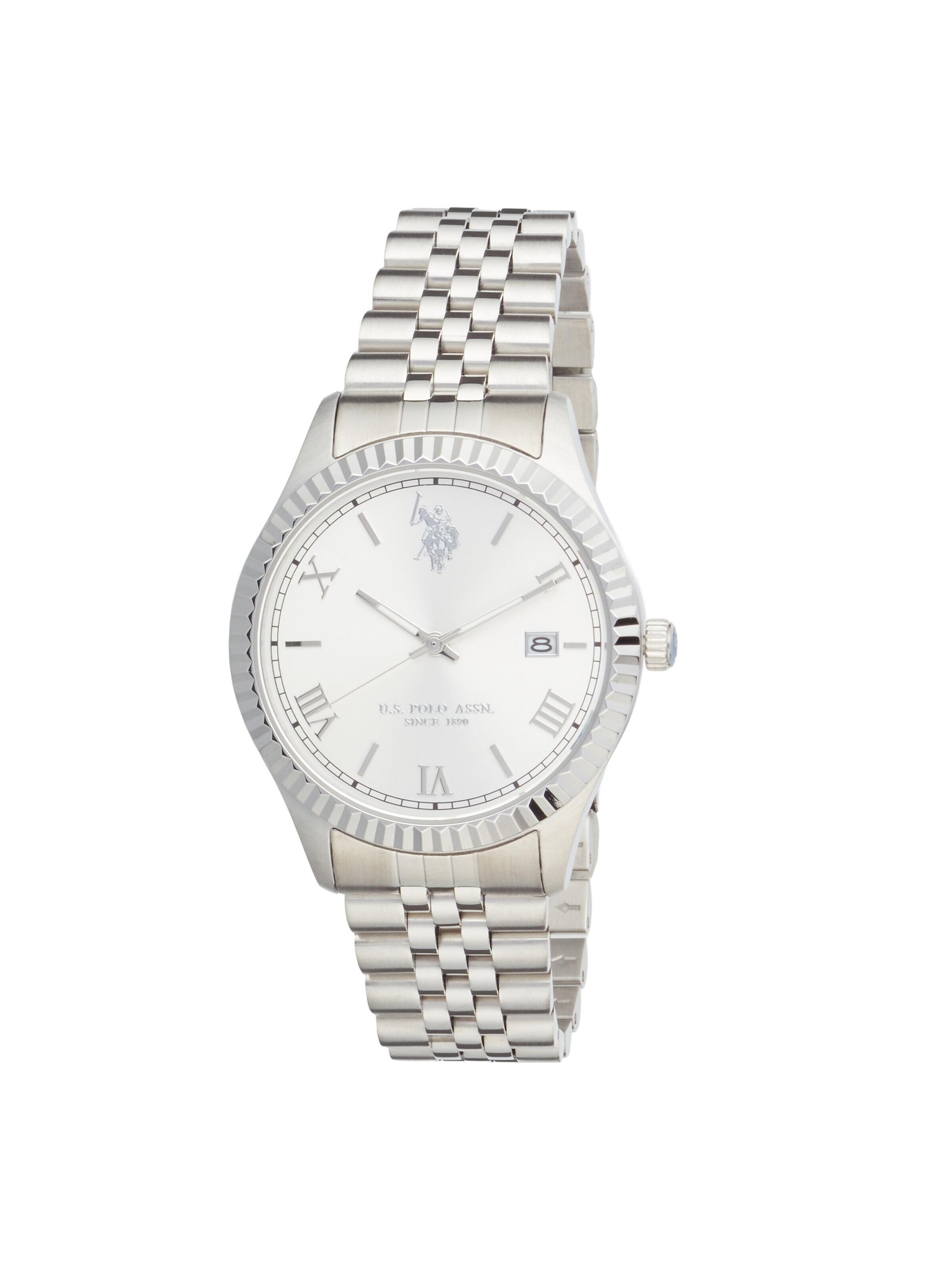 U.S. POLO ASSN. Analog watch 'Brandon Steel' in White: front
