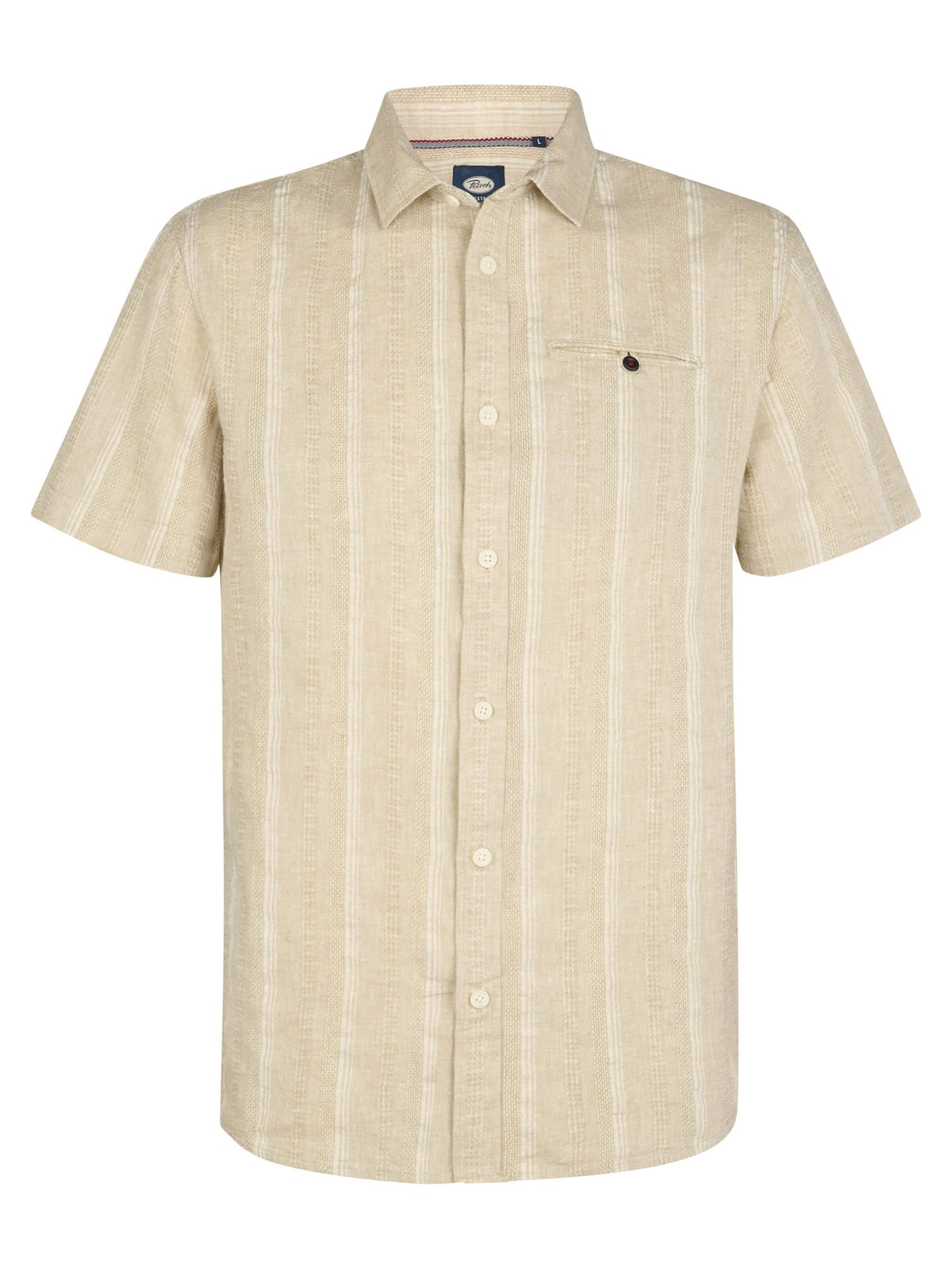 PETROL INDUSTRIES MEN Comfort fit Button Up Shirt in Beige: front