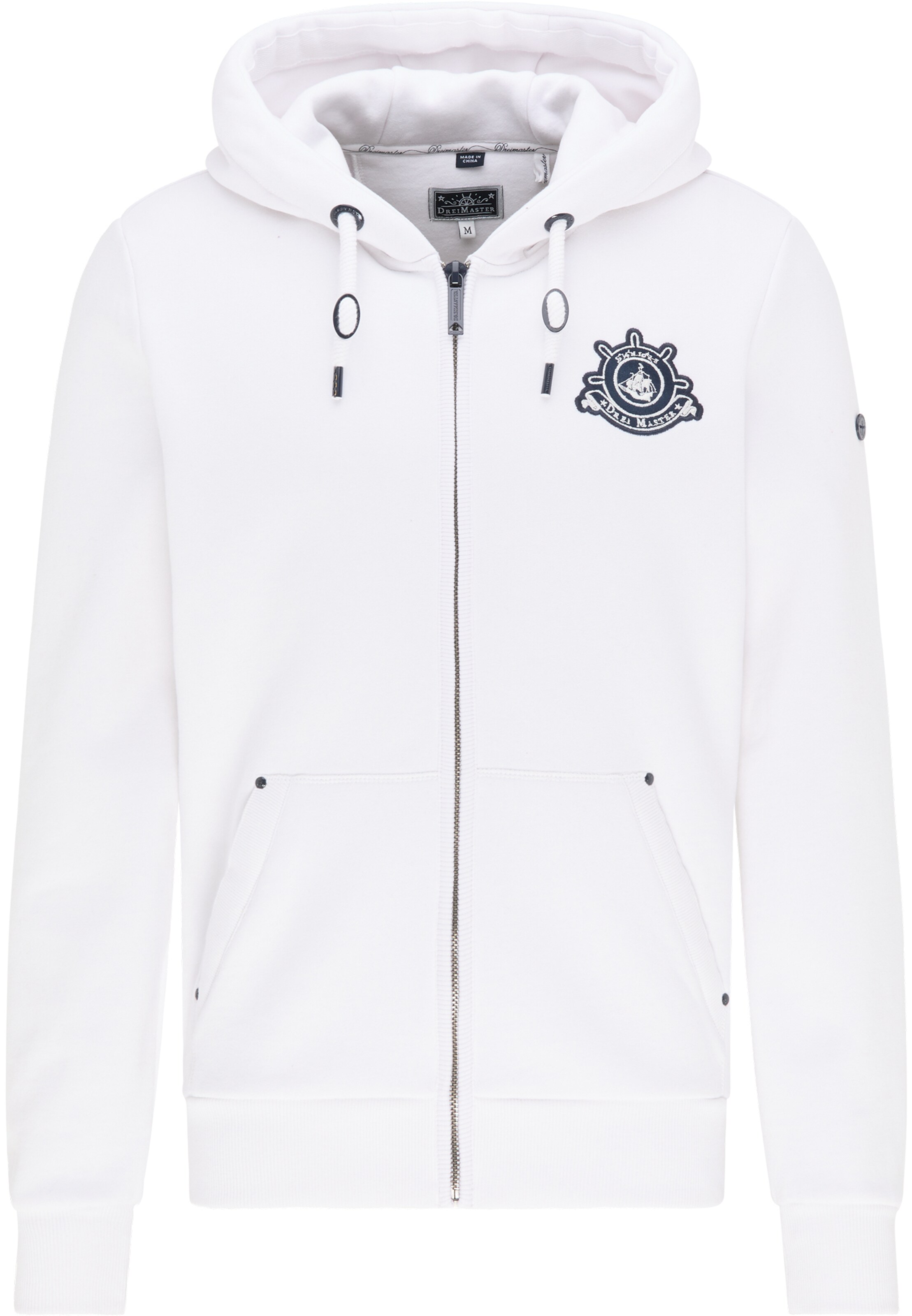 Männer Sweat DreiMaster Maritim Sweatjacke in Weiß - PT24230 Männer Sweat DreiMaster Maritim Sweatjacke in Weiß - PT24230