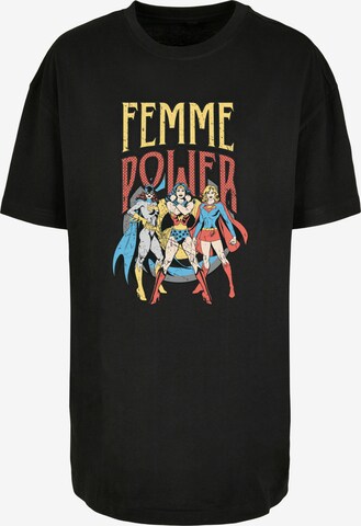 F4NT4STIC Oversized shirt 'DC Comics Wonder Woman Femme Power' in Zwart: voorkant