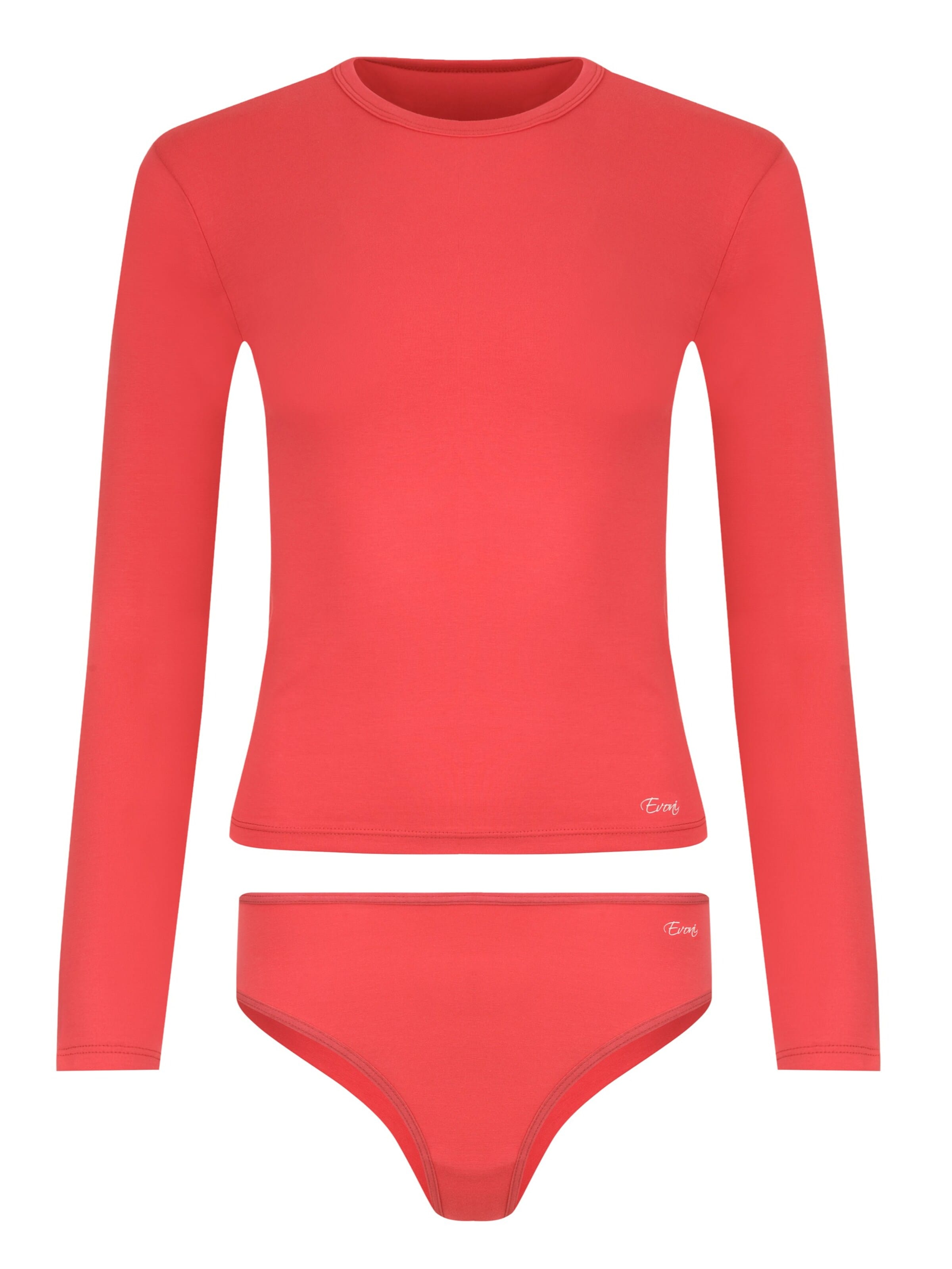 Evoni T-shirt Underwear Sets 'Brazilian Slip mit Langarmshirt' in Pink: front