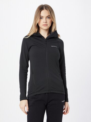 PEAK PERFORMANCE Athletic Zip-Up Hoodie in Black: front