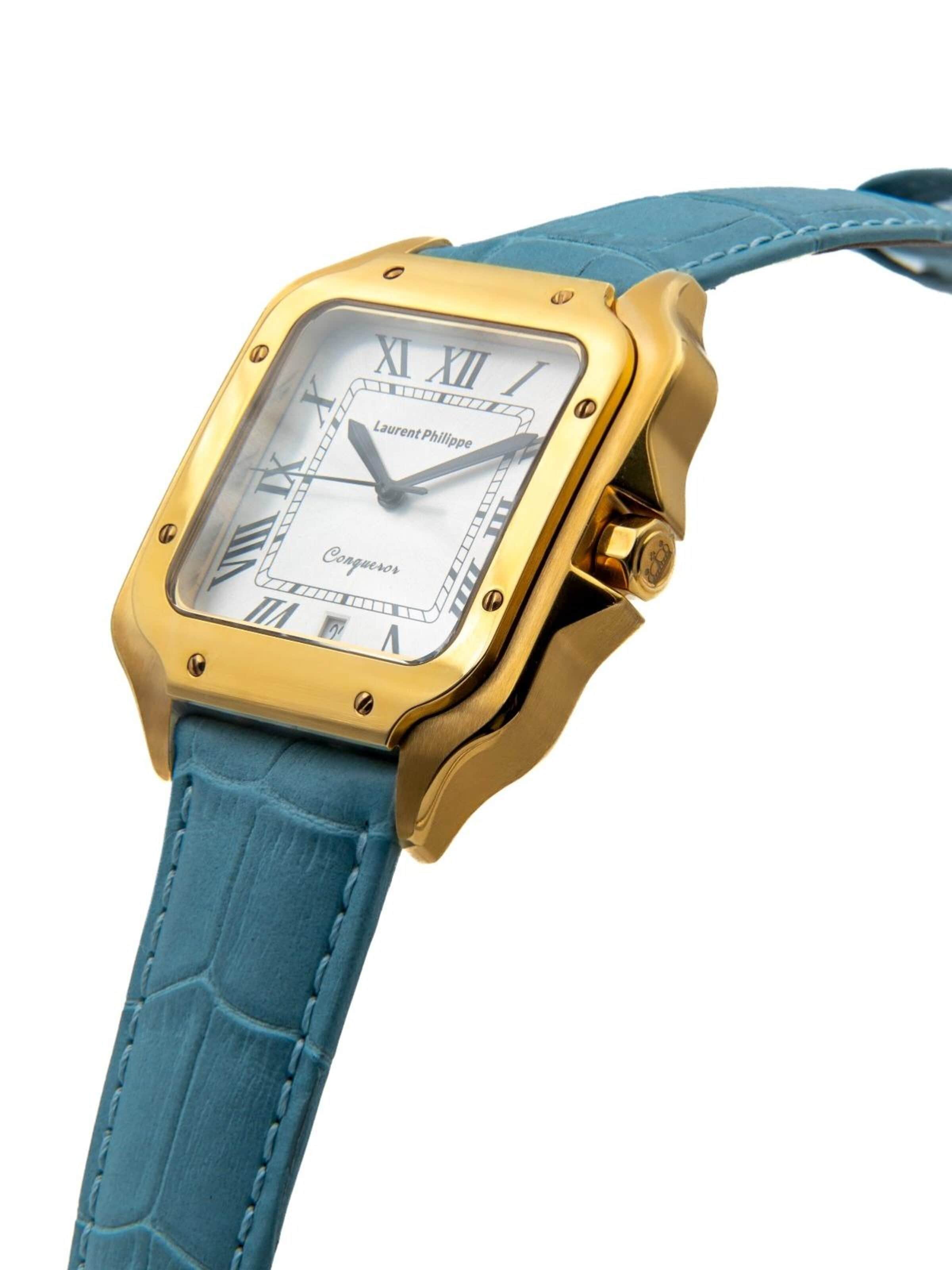 Laurent Philippe - Reloj analógico 'Conqueror The Golden Empress – Icy Petal' en azul
