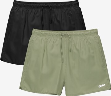 Pull&Bear Kratke kopalne hlače | zelena barva: sprednja stran