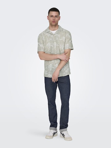 Only & Sons Regular fit Button Up Shirt 'Caiden' in Grey