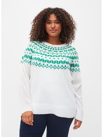 Zizzi Sweater 'SIMONE' in White: front