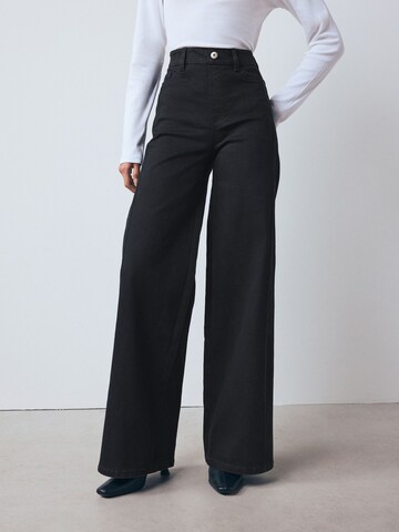 NextWide Leg/ Široke nogavice Traperice - crna boja: prednji dio