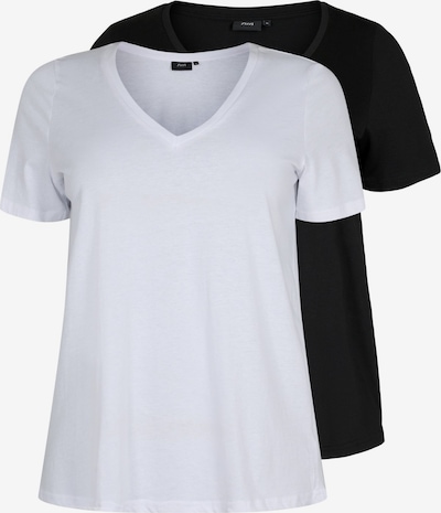 Zizzi T-shirt 'MKATJA' en noir / blanc, Vue avec produit