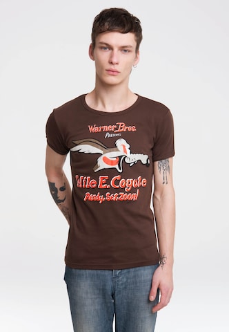 LOGOSHIRT Shirt 'Coyote Looney Tunes' in Brown: front