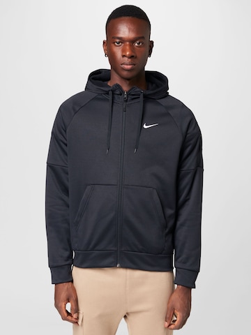 NIKE - Sudadera con cremallera deportiva en negro: frente