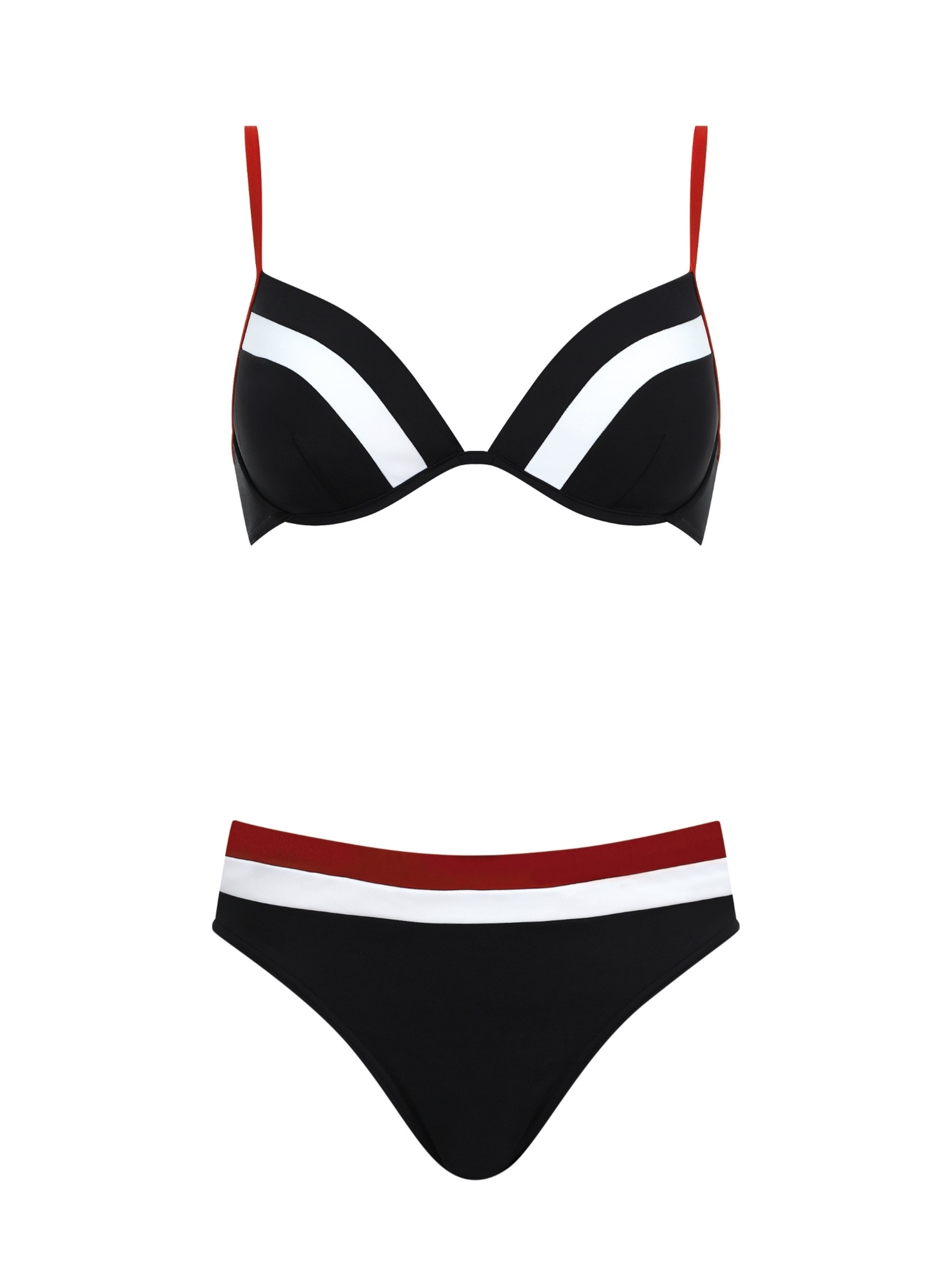 OLYMPIA Push-up Bikini in Zwart: voorkant