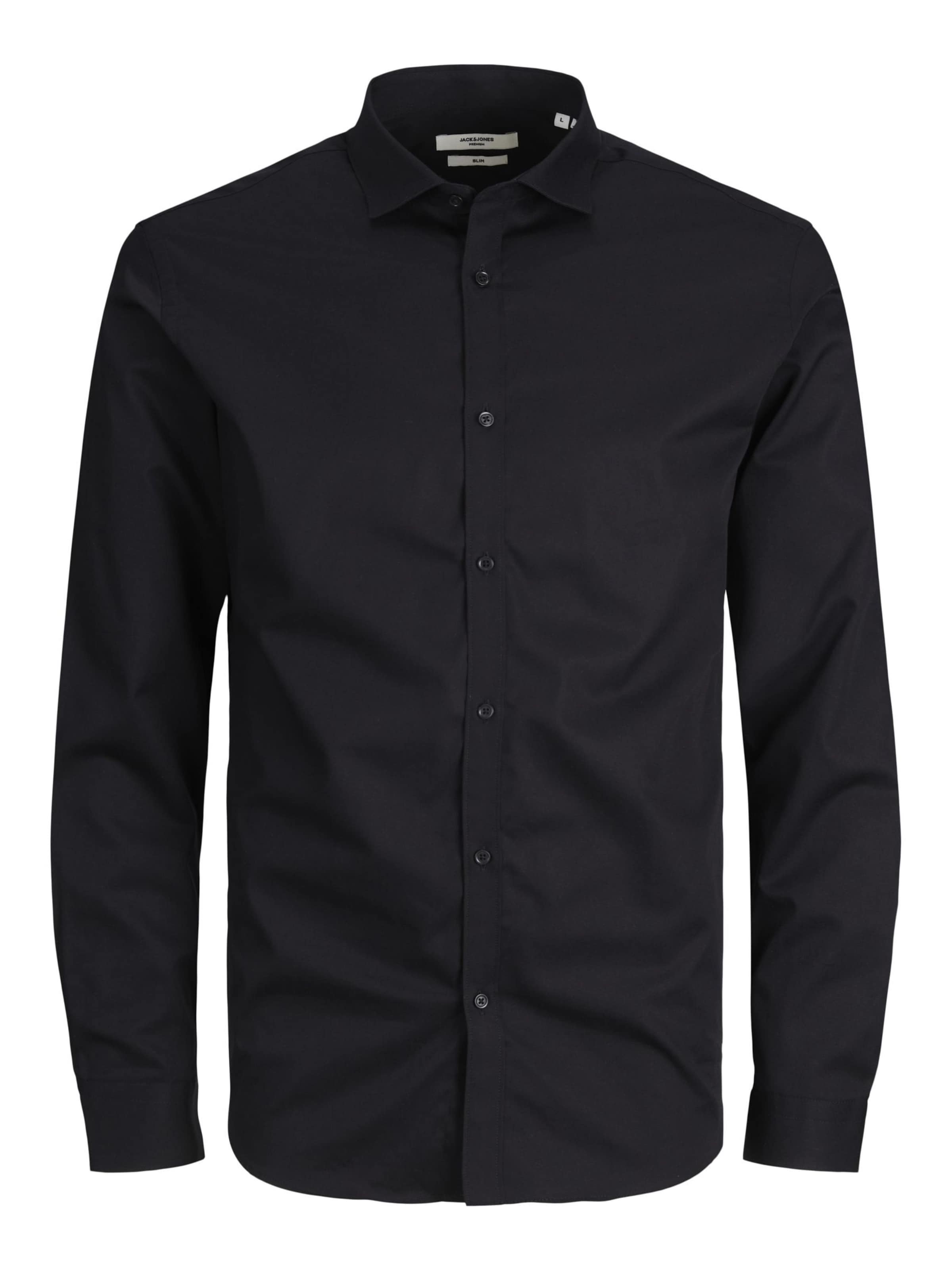 JACK & JONES - Ajuste estrecho Camisa 'Cardiff' en negro: frente