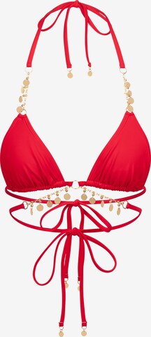 Moda Minx Triangle Bikini Top 'Valentina Coin Waist Wrap Triangle' in Red: front