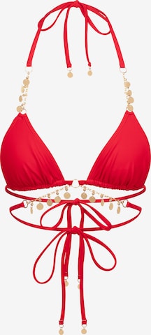 Top per bikini 'Valentina Coin Waist Wrap Triangle' di Moda Minx in rosso: frontale