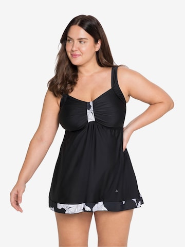 SHEEGO Bralette Swimsuit Dress in Black: front