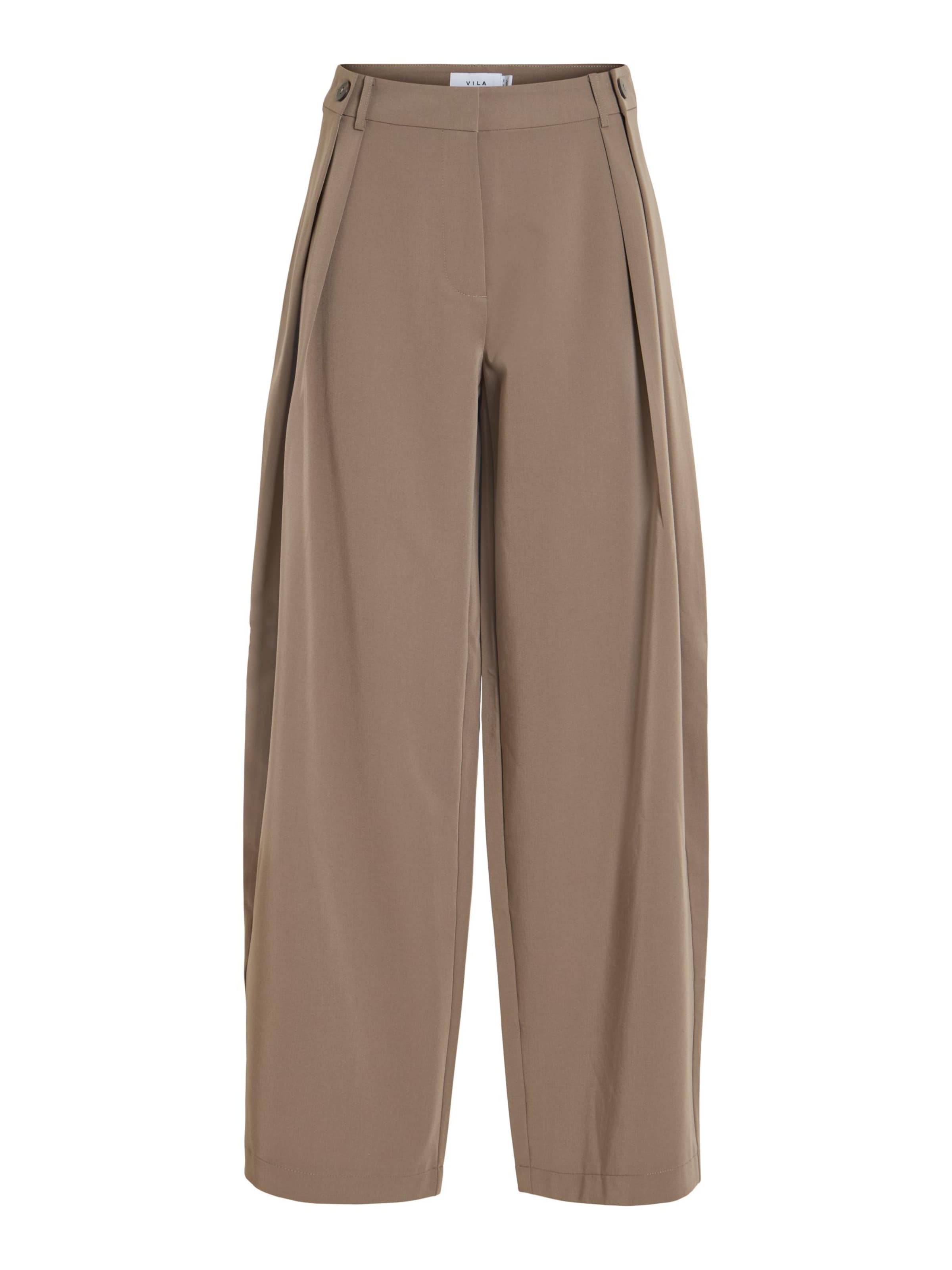 VILA - Ropa ancha Pantalón plisado 'VIMaya' en marrón: frente