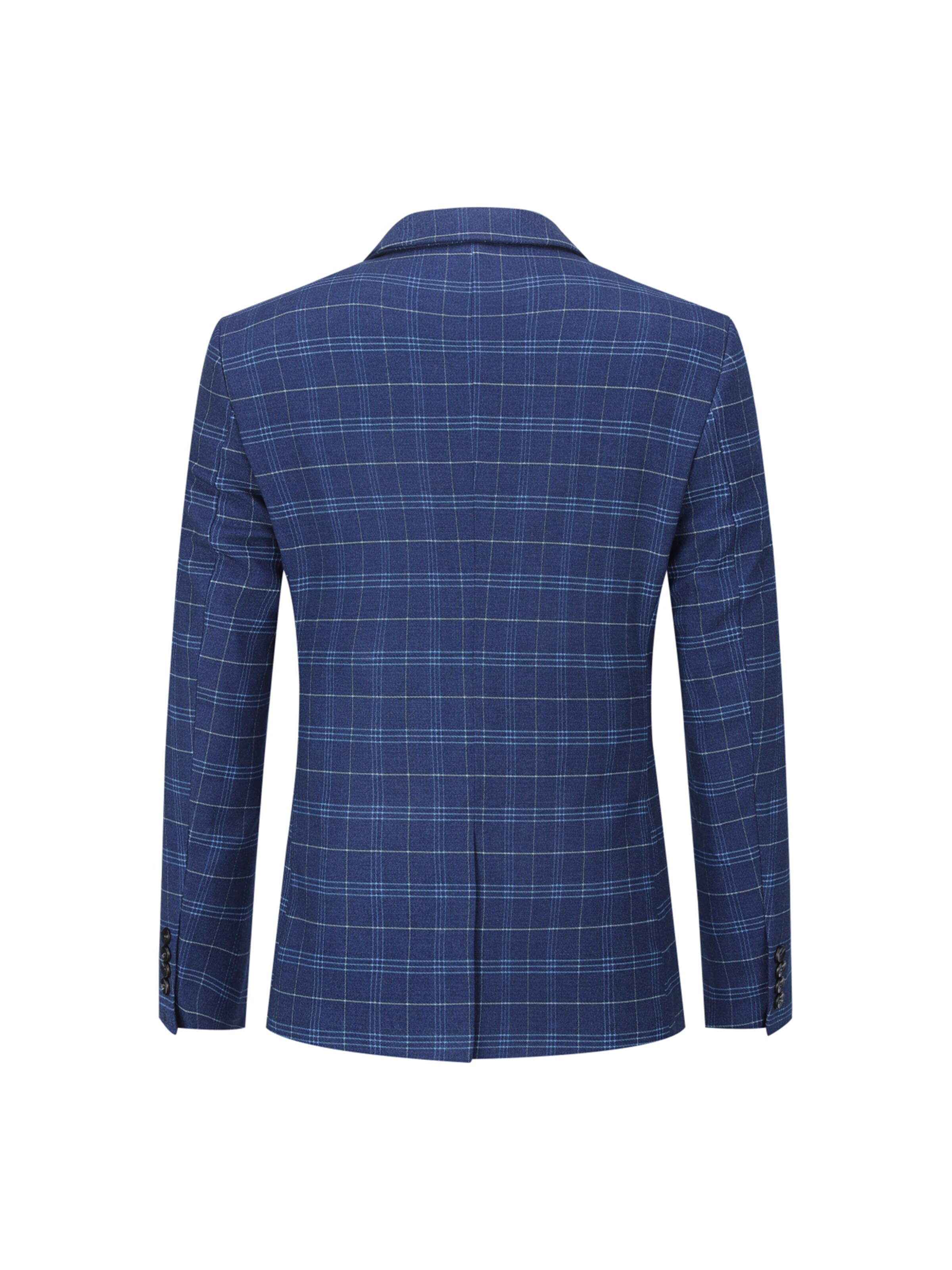 YOUTHUP Slim fit Suit 'Karo' in Blue