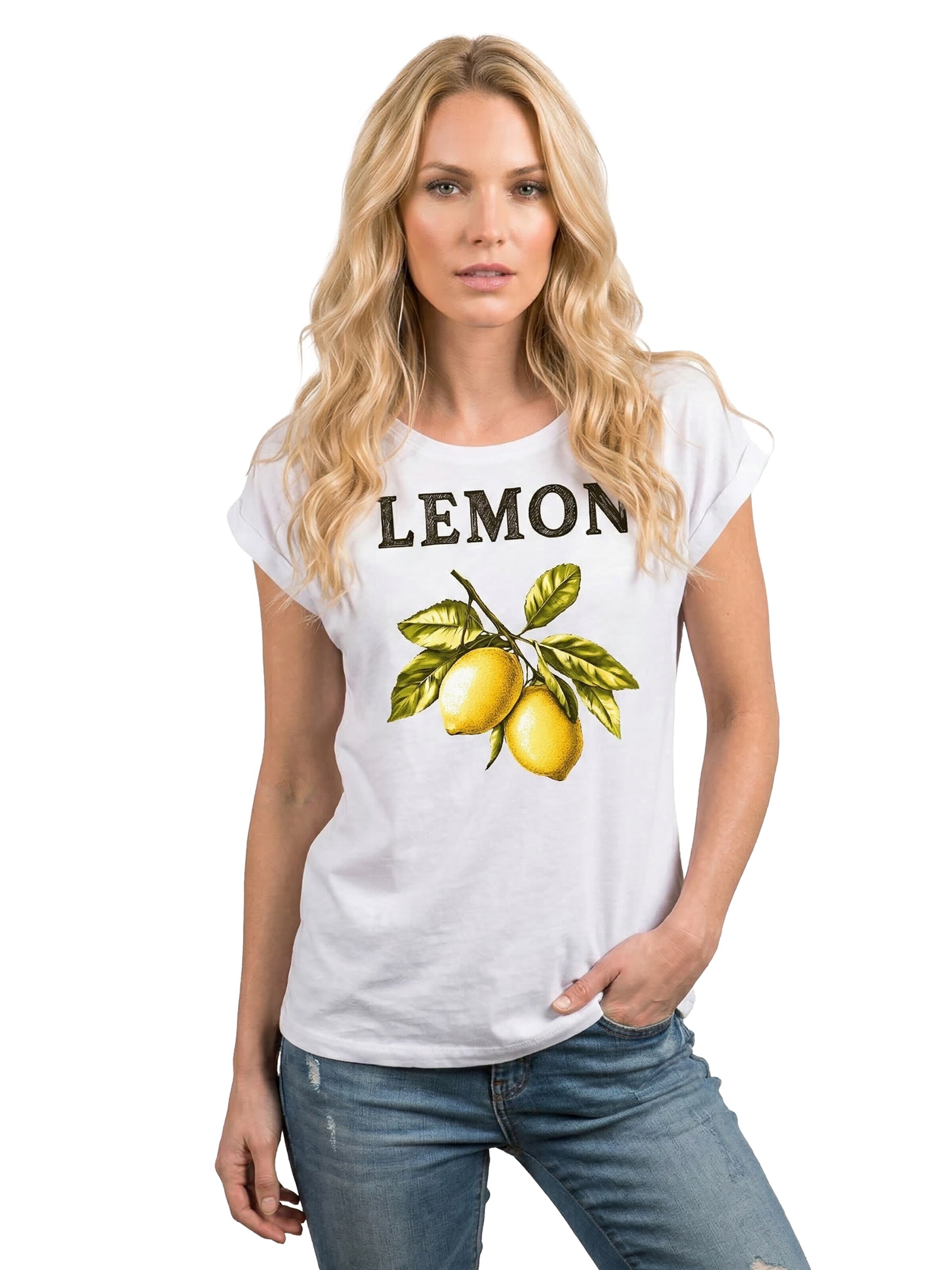 MAKAYA Shirt 'Lemon' in White: front