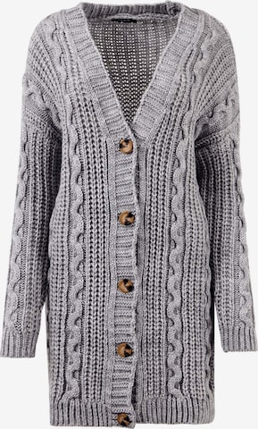 LELA Knit Cardigan in Grey: front