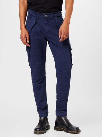 ALPHA INDUSTRIES Tapered Cargobukser 'Combat' i blå: forside