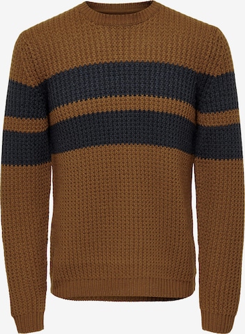 Pullover 'Sazlo' di Only & Sons in marrone: frontale