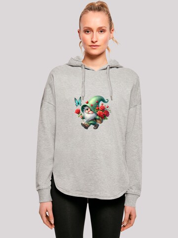Sweat-shirt 'Gnom Frühling Blumen Schmetterling' F4NT4STIC en gris : devant