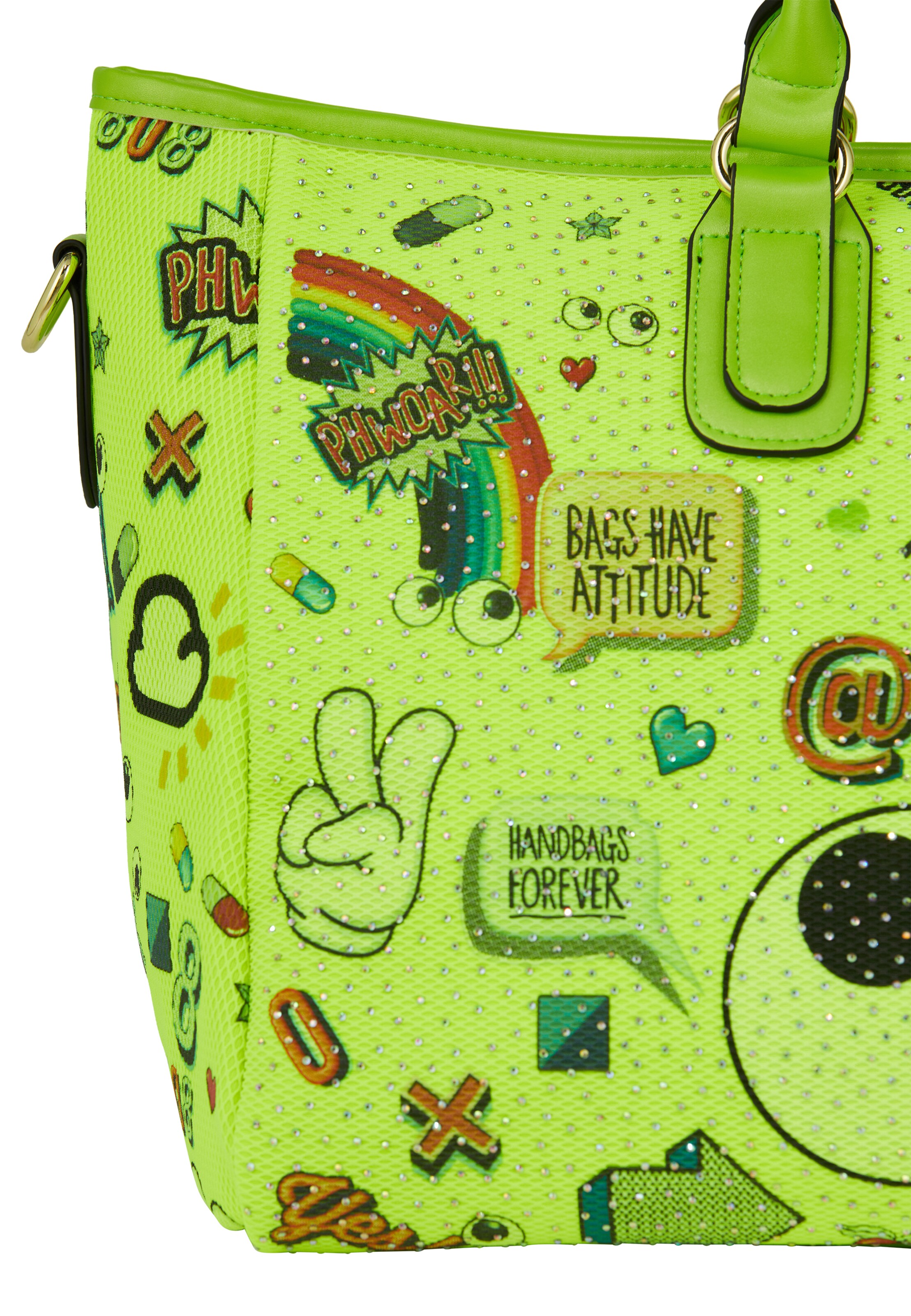 MYMO "Чанта тип ""Shopper""" 'Pop Eyetheme' в зелено