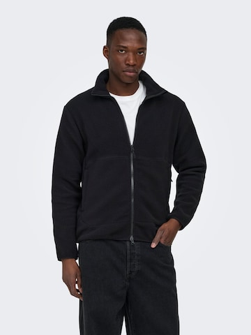 Only & Sons - Casaco de velo 'ONSJason' em preto: frente