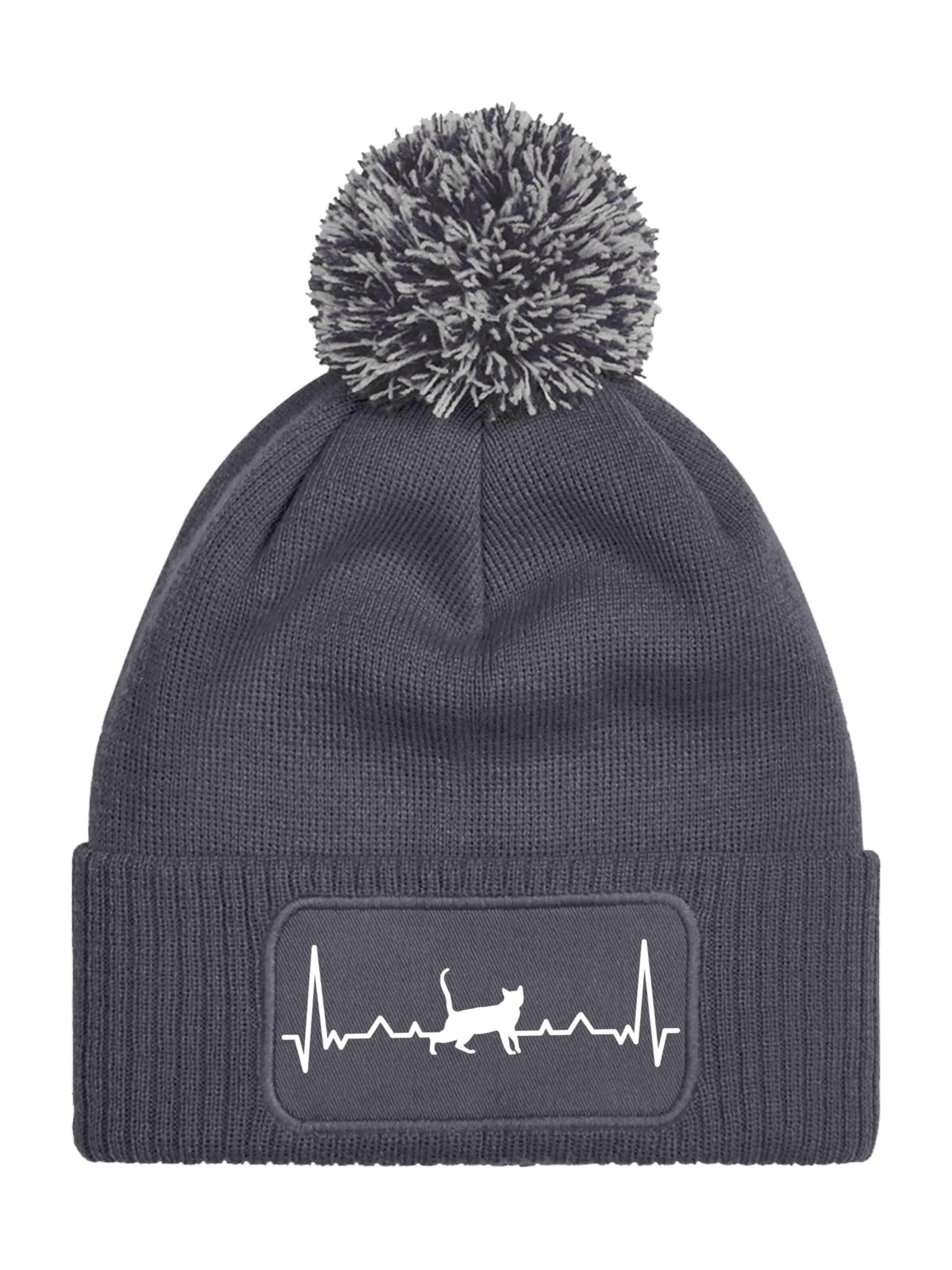 Youth Designz Mütze 'Heartbeat Katze'‌‌‌‌‌‌ in Grau: Vorderseite