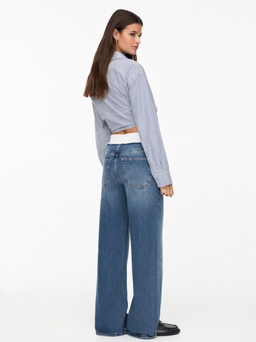 Pull&Bear Szeroka nogawka Jeansy w kolorze niebieski